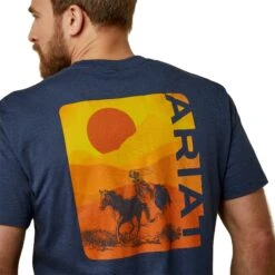 Ariat® Men's Mustang Fever Navy Heather T-Shirt 10045275 -Western Cowboy Equipment Store S23 MNS WEST 10045275 detail02