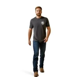 Ariat® Men's Patriot Badge Charcoal Heather T-Shirt 10045278 -Western Cowboy Equipment Store S23 MNS WEST 10045278 full