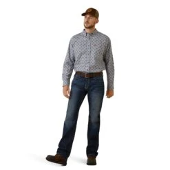 Ariat® Men's FR Amato Logo Stretch Lavender Work Shirt 10043750 -Western Cowboy Equipment Store S23 MNS WORK 10043750 full