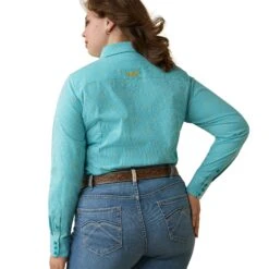 Ariat® Ladies Wrinkle Resist Kirby Susanna Check Stretch Shirt 10043476 -Western Cowboy Equipment Store S23 WMS WEST 10043476 back plus