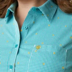 Ariat® Ladies Wrinkle Resist Kirby Susanna Check Stretch Shirt 10043476 -Western Cowboy Equipment Store S23 WMS WEST 10043476 detail02 plus