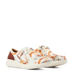 Ariat® Ladies Hilo Aloha Surfing Longhorn Print White Shoes 10044521 -Western Cowboy Equipment Store S23 WMS WEST 10044521 pair