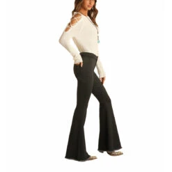 Rock & Roll Denim Ladies Black High Rise Bell Bottom Jeans WPB1656 5 Rock & Roll Denim Ladies Black High Rise Bell Bottom Jeans WPB1656 -Western Cowboy Equipment Store WPB1656 A