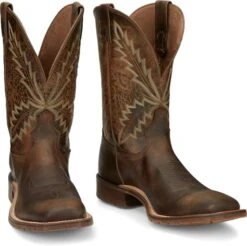 Tony Lama Men's Tan Retan Square Toe Boots XT5104 -Western Cowboy Equipment Store XT5104 617x563 1