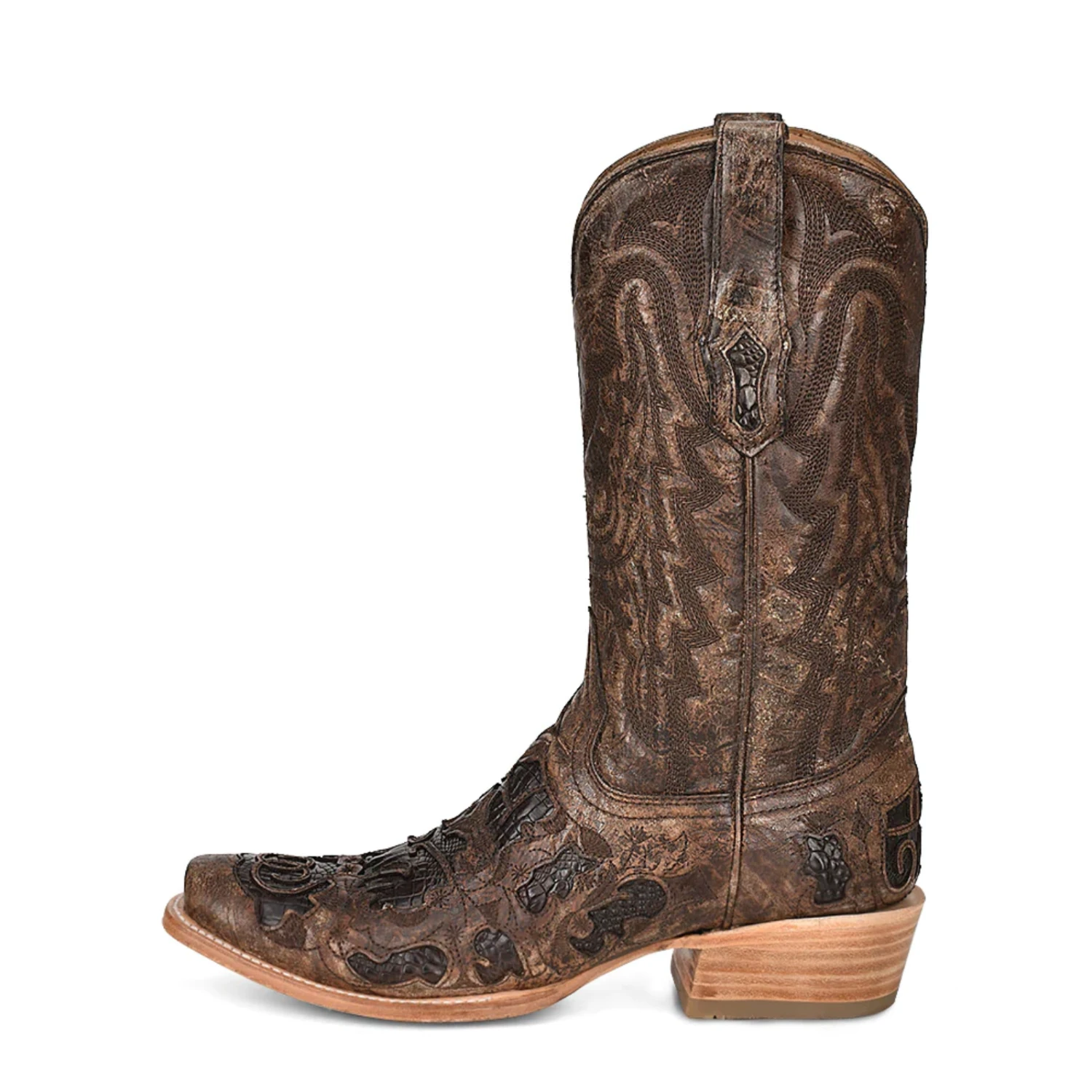 Corral Boots Corral® Men's Brown Exotic Alligator Inlay & Embroidered Western Boots 4 Corral Boots Corral® Men's Brown Exotic Alligator Inlay & Embroidered Western Boots - Image 4