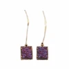 M&F® Ladies Druzy Drop Square Cobalt Blue Earrings DE316