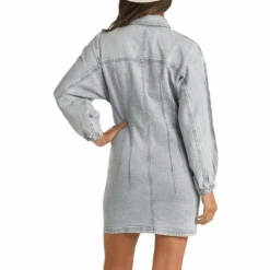 Rock & Roll Cowgirl Ladies Light Wash Long Sleeve Dress WD-3709 -Western Cowboy Equipment Store hgjgjhghjg