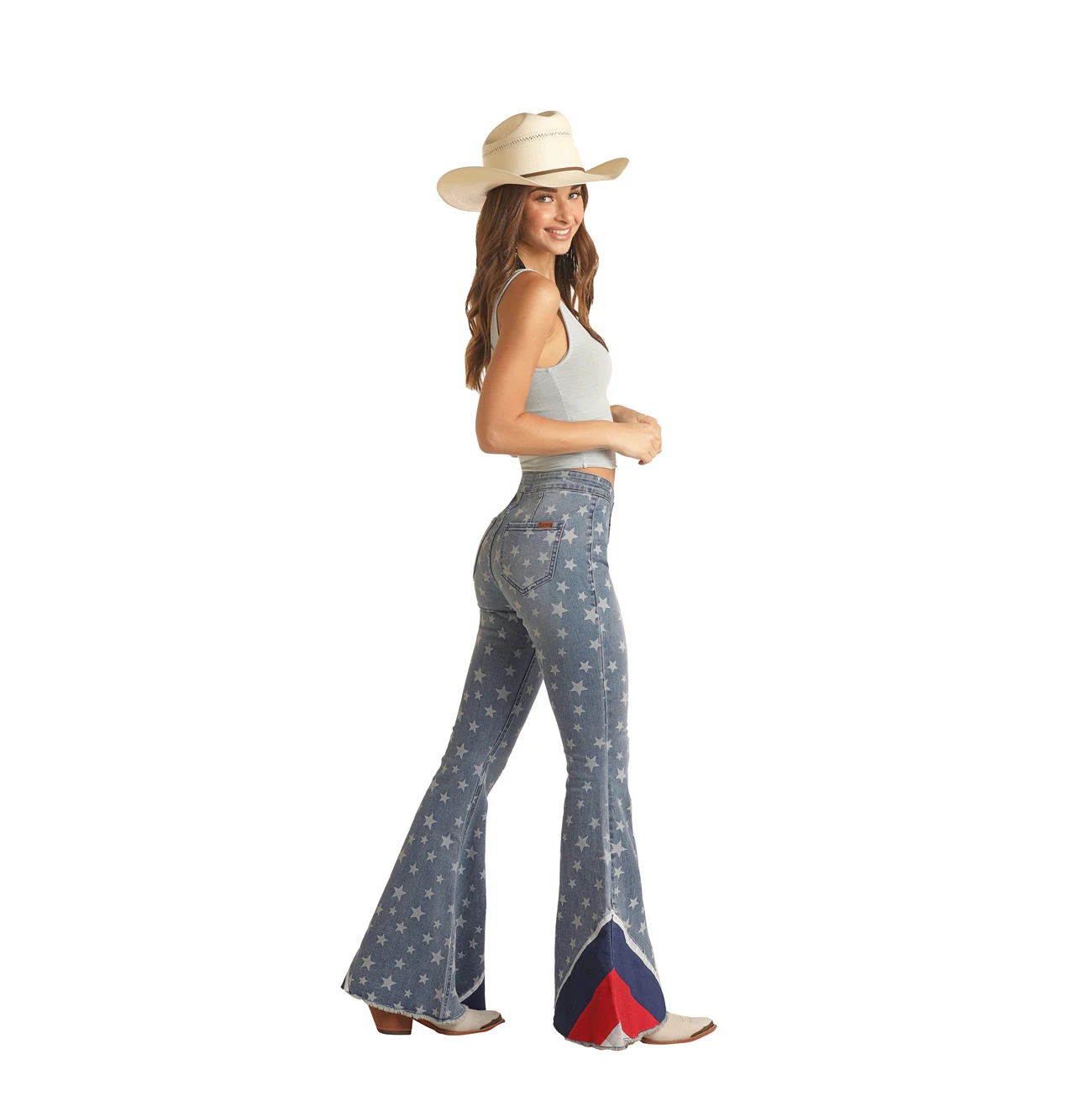 Rock & Roll Denim Ladies Americana Bargain Button Bell Jeans RRWD7PRZU5 2 Rock & Roll Denim Ladies Americana Bargain Button Bell Jeans RRWD7PRZU5 - Image 2