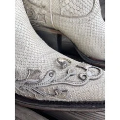 Corral Boots Corral® Ladies "Anna" White Python Overlay & Embroidery Wedding Boots A4357 -Western Cowboy Equipment Store ringsquare
