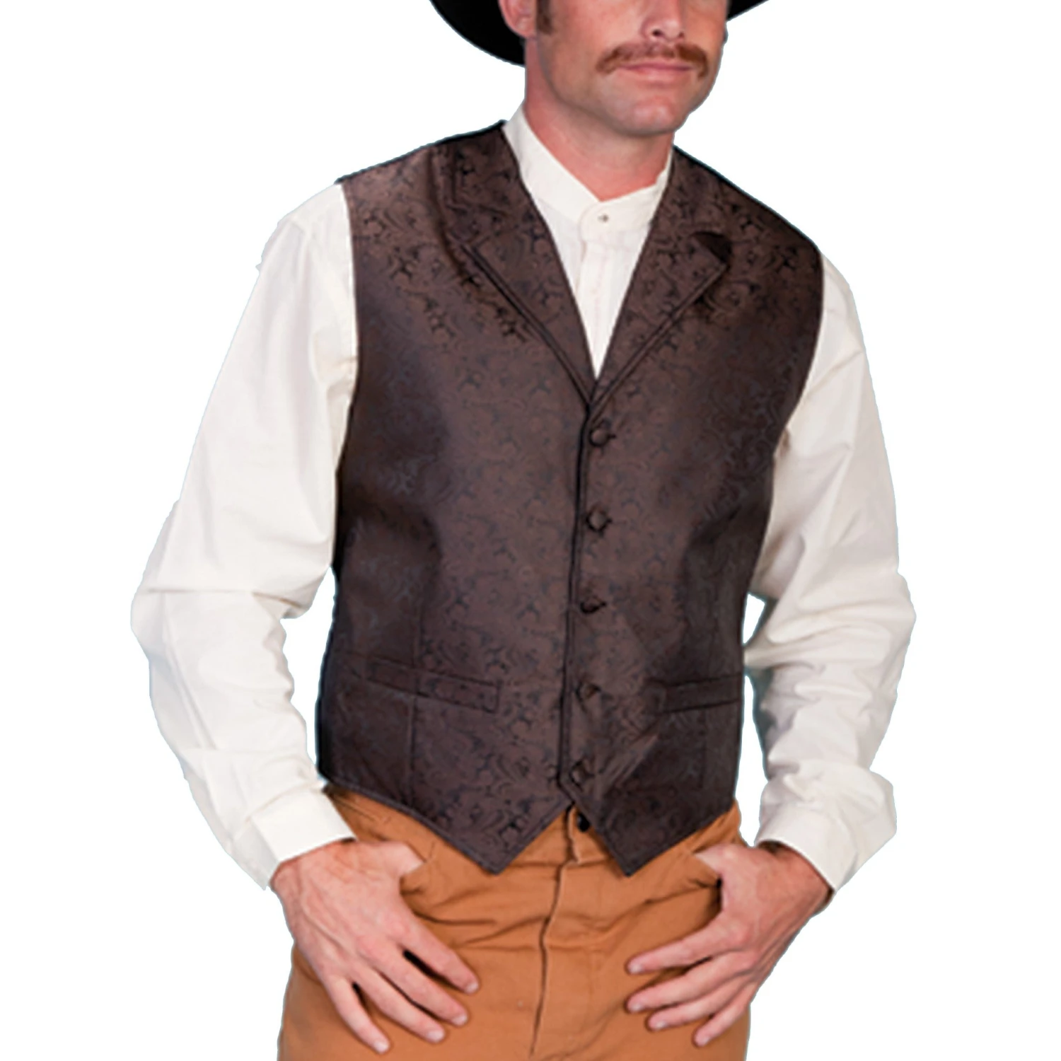 Scully Men's Paisley Brown Button Front Vest RW093-BRN 1 Scully Men's Paisley Brown Button Front Vest RW093-BRN